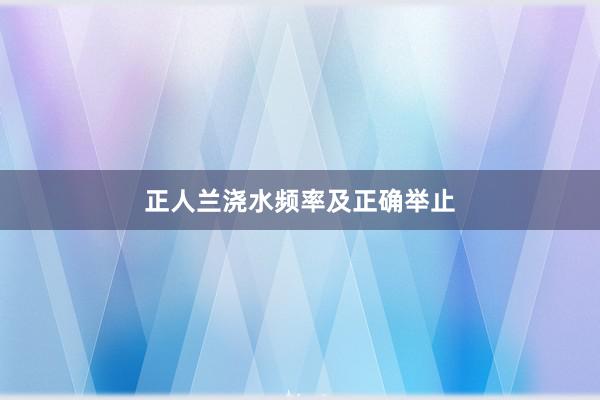 正人兰浇水频率及正确举止